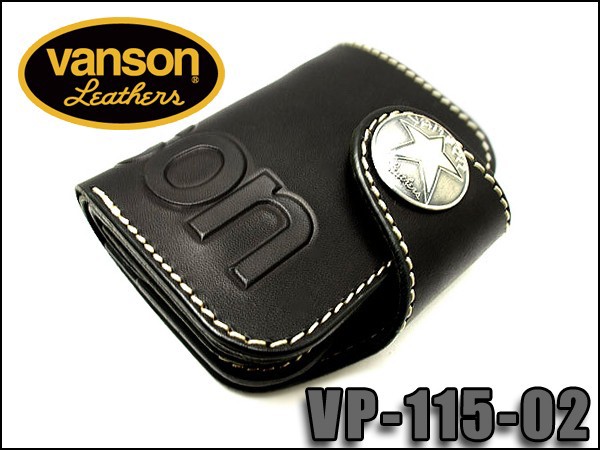 野花 卯月 VANSON バンソン 二つ折りウォレット VP-115-02 ブラック