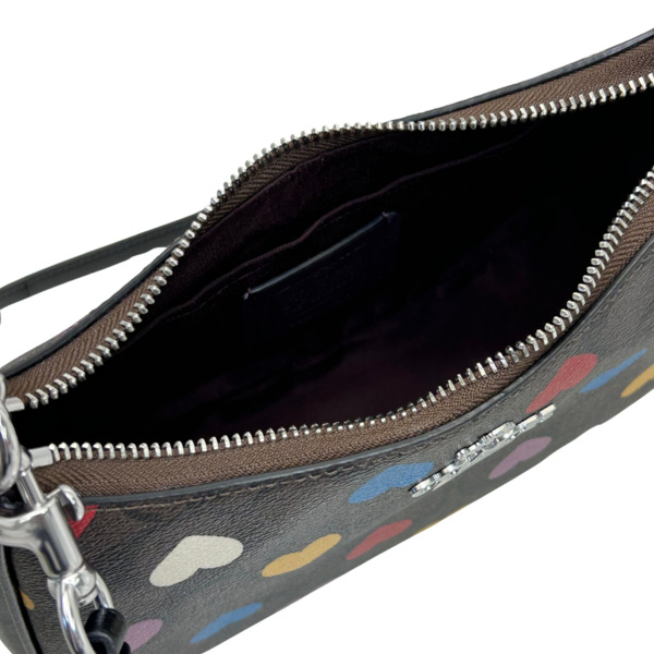 コーチ バッグ レディース COACH ショルダーバッグ マルチ ハート プリント シグネチャー テリ ショルダー バッグ CP112 SVN2R ブラウン×ブラックマルチ コーチ バッグ レディース COACH ショルダーバッグ マルチ ハート