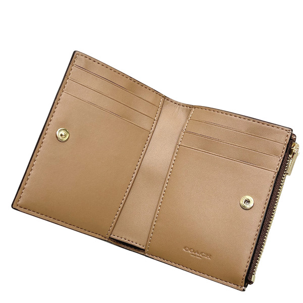 【新品】コーチ CW803 IMXHE (タン×ブラウン) 財布 二つ折り財布 COACH シグネチャー バイフォールド ウォレット アウトレット レディース コーチ 財布 レディース COACH 折り財布 シグネチャー バイフォールド