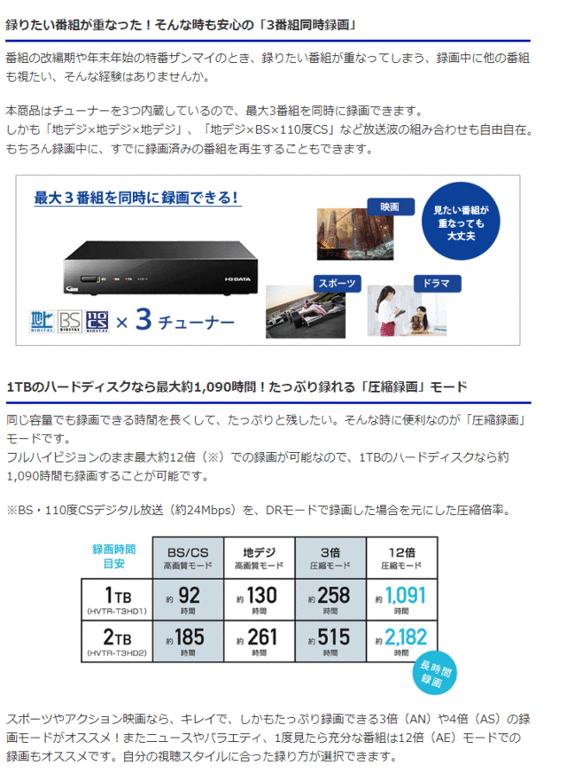 I O Data アイ オー データ 3番組同時録画対応ハードディスクレコーダー Rec On 1tb Hvtr T3hd1tの通販はau Pay マーケット ムラウチドットコム 商品ロットナンバー