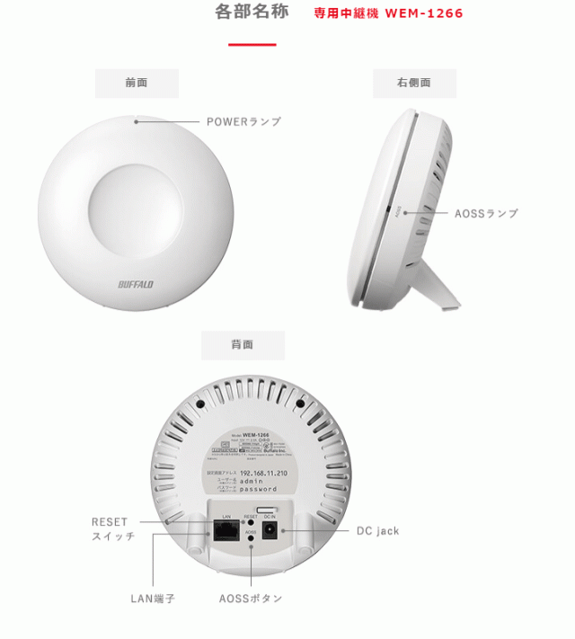 割引クーポン対象品 Buffalo バッファロー 無線lan中継機 11ac N A G B 866 300mbps エアステーション ハイパワー Wem 1266 高い品質 Arnabmobility Com