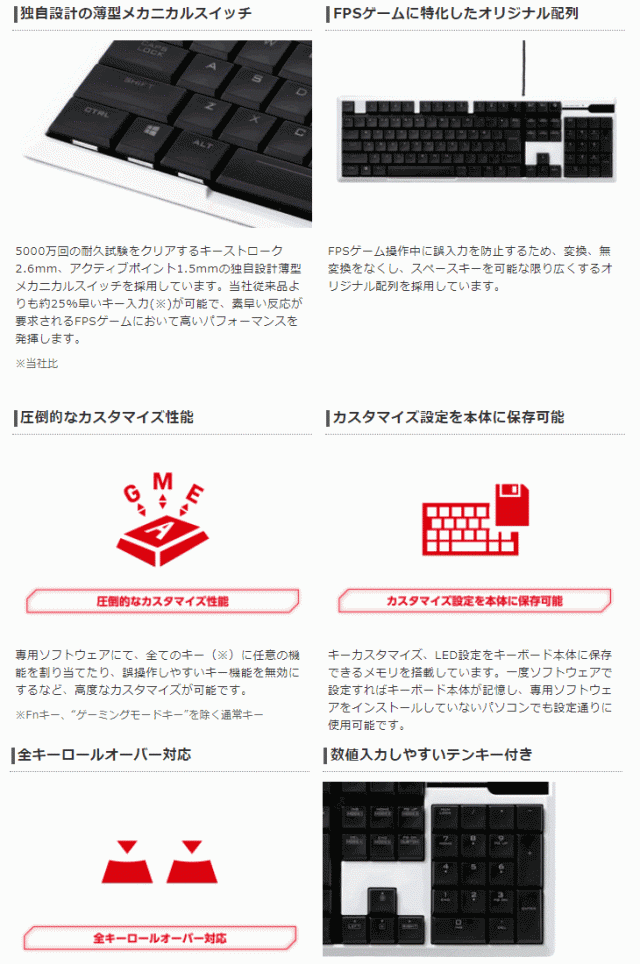 魅了 Elecom エレコム ゲーミングキーボード 薄型メカニカル 5000万回耐久スイッチ 日本語 フルキー 有線 ホワイト Tk Arma50wh 数量限定 特売 Carlavista Com