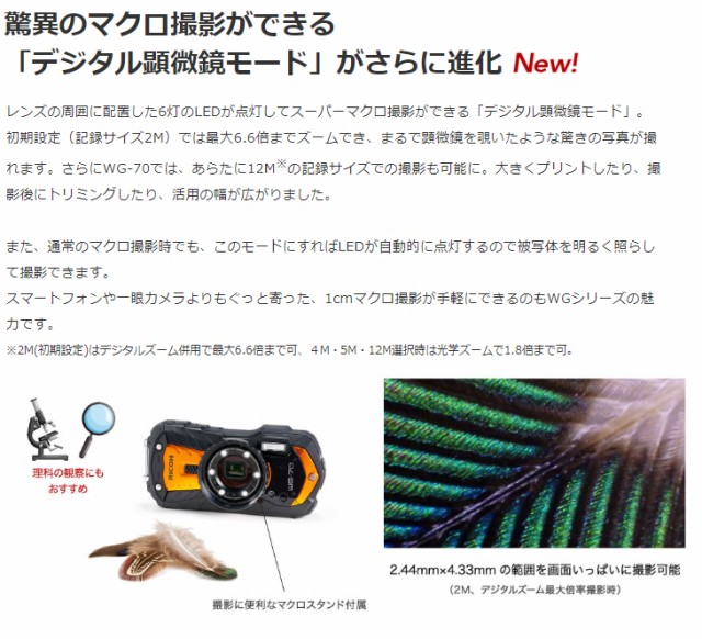 モード◁ RICOH の通販はau PAY マーケット - ムラウチドットコム|商品ロットナンバー:453447369 リコー RICOH WG-70(ブラック)+DX-6G ハウジングセット えられるア
