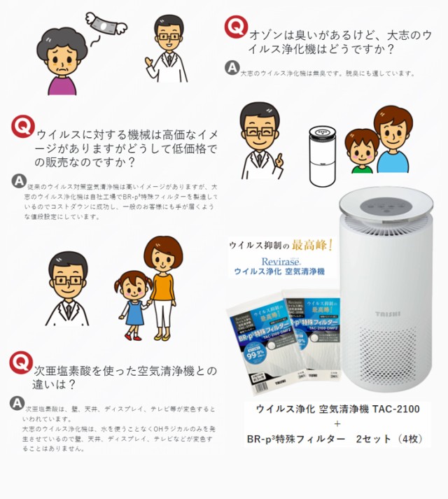 激安特価 TAISHI 大志 ウイルス浄化空気清浄機 TAC-2100 sushitai.com.mx