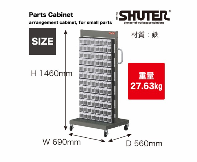 ソフトパープル-SHUTER/シューターエンタープライズ パーツ•整理棚片面(引出し96個)セット MS-18000  通販 PayPayモール