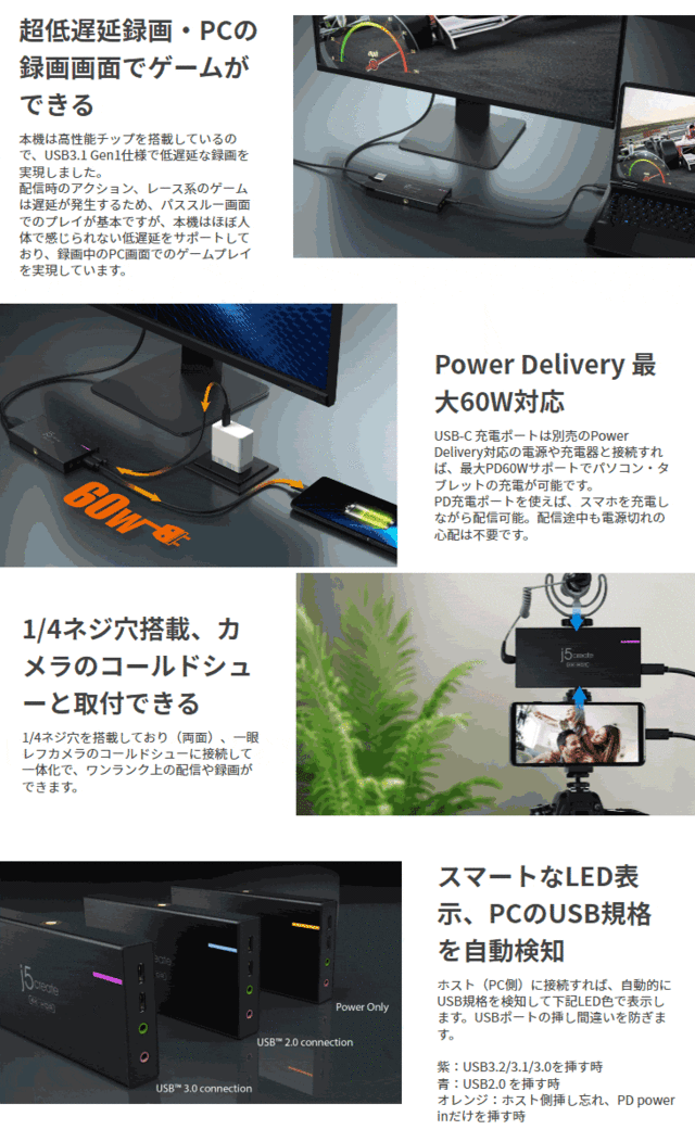 j5 create USB 4K ゲーム キャプチャー ステーション JVA14の通販はau