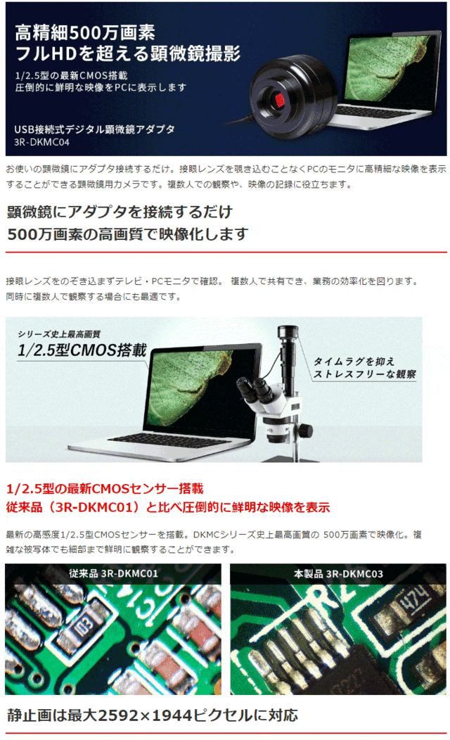 3R/スリーアールソリューション USB接続式デジタル顕微鏡アダプタ 3R-DKMC04の通販はau PAY マーケット ムラウチドットコム  au PAY マーケット－通販サイト