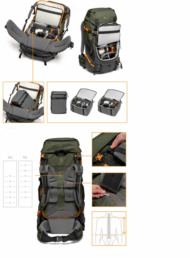 Lowepro ロープロ LP37474-PWW フォトスポーツ PRO 70L AW IV (M-L) Gr