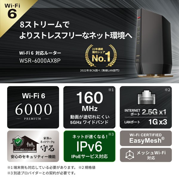 BUFFALO バッファロー Wi-Fi 6(11ax)対応無線LANルーター 4803