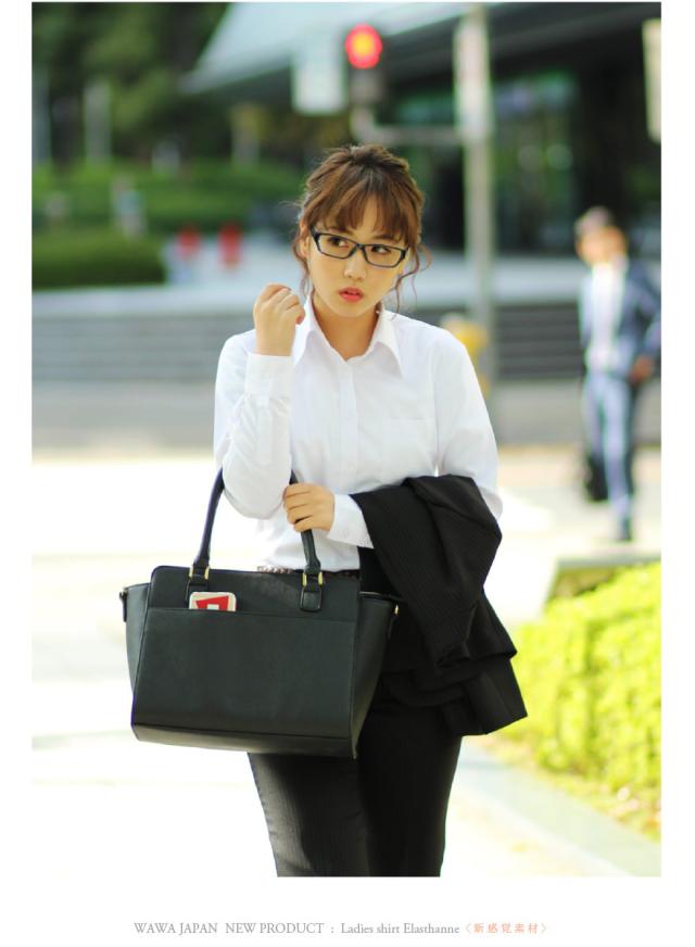 ストレッチレディース半袖長袖シャツブラウス