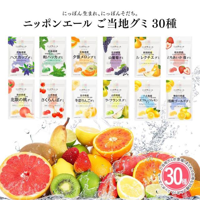 ②国産　グミ　ニッポンエール　ご当地グミ　国産フルーツグミ　果物グミ　お菓子 グミ ニッポンエール [ 30種 ] ご当地グミ アソート 国産 お菓子