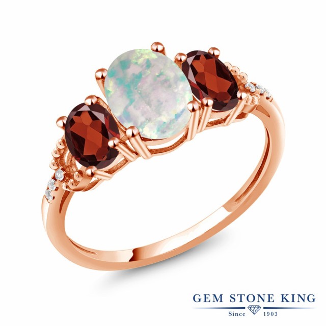 にぴったり 指輪 ピンクゴールド(K10) 3連 の通販はau PAY マーケット - Gem Stone King ジュエリー専門店 リング レディース 2.09カラット シミュレイテッド ホワイトオパール 天然 ガーネット ダイヤモンド 10金 きます