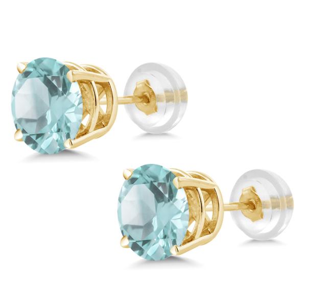 ピアス㊕ ピアス 天然石 11月 誕生石 金の通販はau PAY マーケット - Gem Stone King ジュエリー専門店 レディース 1.8カラット 天然 スカイブルートパーズ 14金 イエローゴールド(K14) 一粒 シンプル スタッド ジナルデザ
