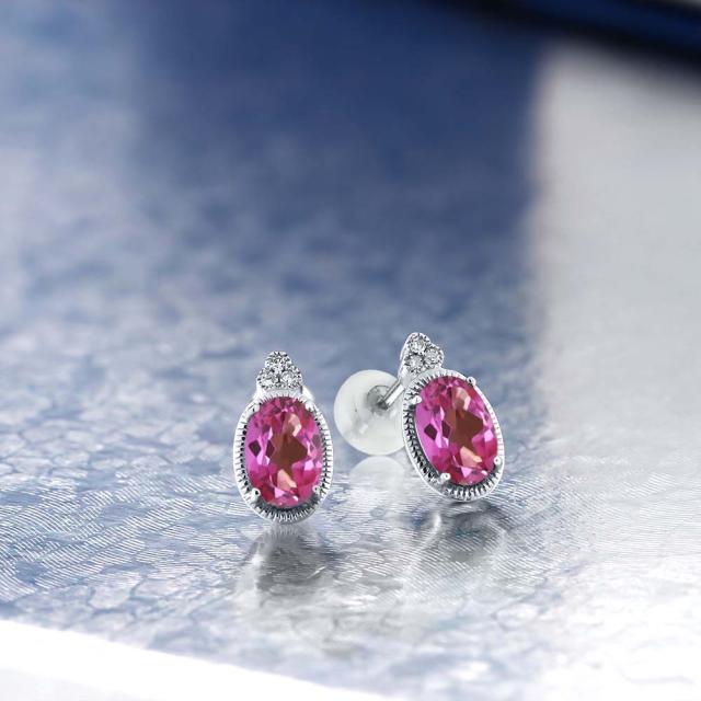 新品再入荷 ピアス スタッド 天然石 の通販はau PAY マーケット - Gem Stone King ジュエリー専門店 レディース 1.03カラット 天然 ミスティックトパーズ (ピンク) ダイヤモンド 10金 ホワイトゴールド(K10) 小粒 HOT格安