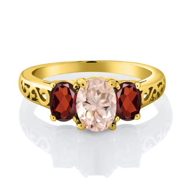 即納豊富な 指輪 アラベスク 3連 の通販はau PAY マーケット - Gem Stone King ジュエリー専門 リング レディース 2カラット 天然 モルガナイト (ピーチ) ガーネット シルバー925 イエローゴールドコーティング 爆買い新作