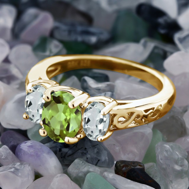 最新品低価 指輪 アラベスク 3連 の通販はau PAY マーケット - Gem Stone King ジュエリー専門 リング レディース 2.19カラット 天然石 ペリドット 天然 アクアマリン シルバー925 イエローゴールドコーティング 豊富な低価