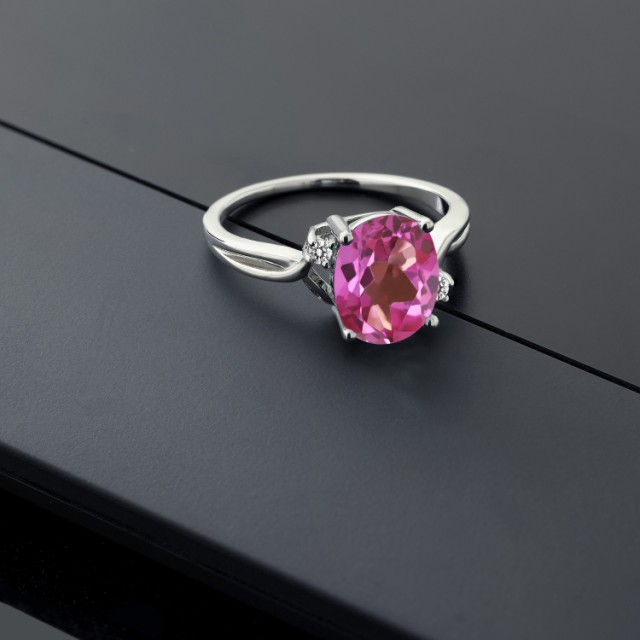 新品2022 指輪 ソリティア 天然石 金属アレの通販はau PAY マーケット - Gem Stone King ジュエリー専門店 リング レディース 3.28カラット 天然 ミスティックトパーズ (ピンク) ダイヤモンド シルバー925 大粒 お得高品質