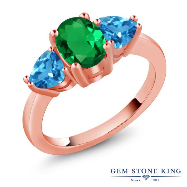 豪華 指輪 リング レディース 2 16カラット ナノエメラルド 天然 スイスブルートパーズ シルバー925 ピンクゴールドコーティング 3連 大粒 ス 全品送料無料 Bayounyc Com