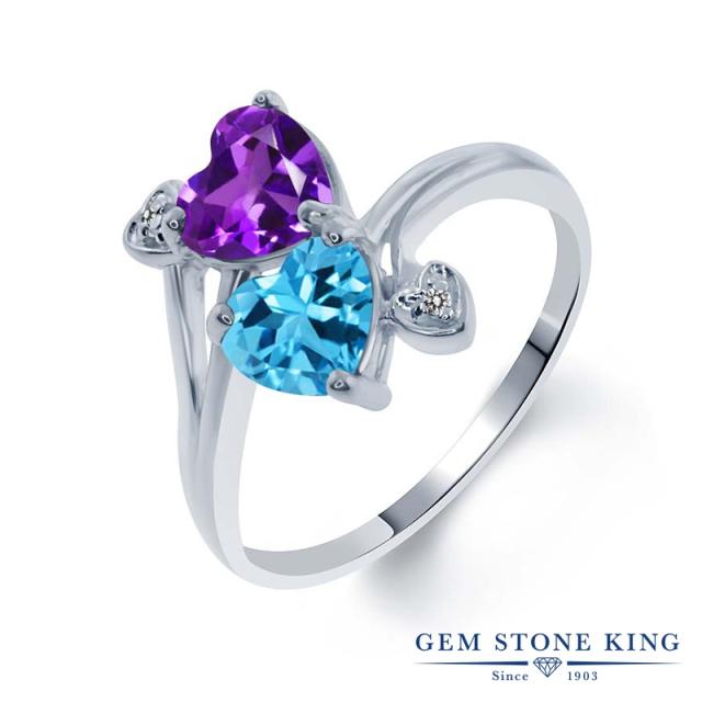 国産最新品 指輪 ハート かわいい ダブルストーンの通販はau PAY マーケット - Gem Stone King ジュエリー専門 リング レディース 1.63カラット 天然 アメジスト スイスブルートパーズ ダイヤモンド シルバー925 在庫セール