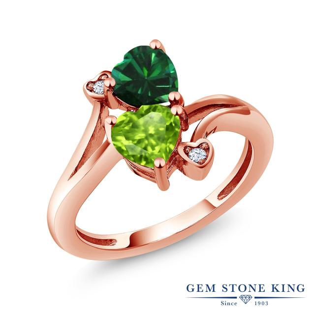 安い ショップオンライン エメラルド 指輪 リング ピンクゴールド ハート レディース ナノ リング 指輪 ブランド 加工 ネットショッピング ハート ダブルストーン かわいい ジャパン 店舗