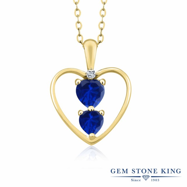 るその ネックレス かわいい 金の通販はau PAY マーケット - Gem Stone King ジュエリー専 レディース 1.12カラット 合成サファイア ペンダント シルバー925 イエローゴールドコーティング オープンハート ロットナン