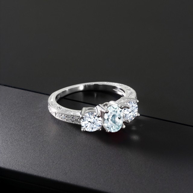 なカラーコ㊰ 指輪 スリーストーン 天然石 3月 誕生石 金属アレの通販はau PAY マーケット - Gem Stone King ジュエリー専門店 リング レディース 2.37カラット 天然 アクアマリン シルバー925 3連 リーフ 細工 派手 いいただけ