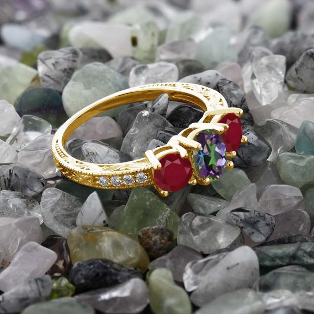 デザイナー☩ 指輪 シルバー925 イエローゴールドコーティング の通販はau PAY マーケット - Gem Stone King ジュエリー専門 リング レディース 2.02カラット 天然石 ミスティックトパーズ (グリーン) 天然 ルビー わりぬいて