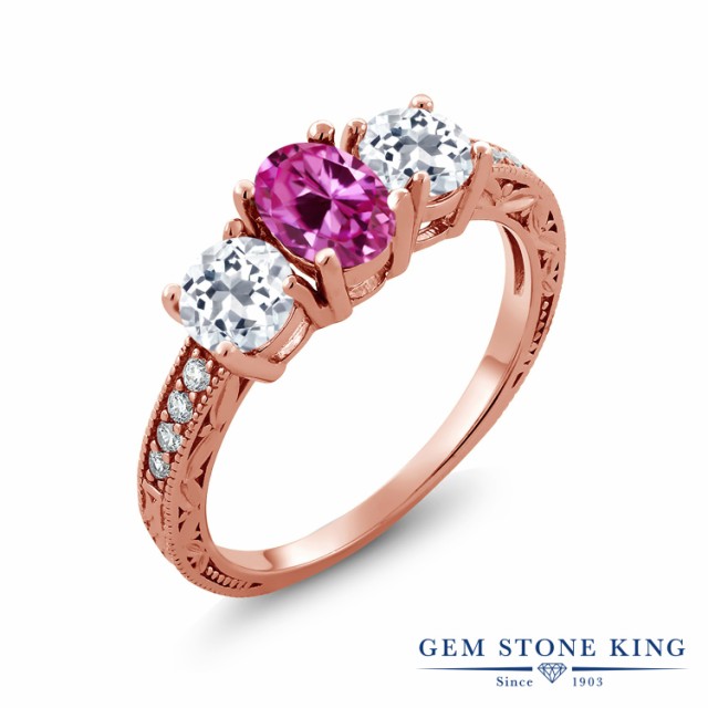 セール即納 指輪 リーフ 細工 派の通販はau PAY マーケット - Gem Stone King ジュエリー専門 リング レディース 2.02カラット 合成ピンクサファイア 天然 トパーズ シルバー925 ピンクゴールドコーティング 3連 お得新作