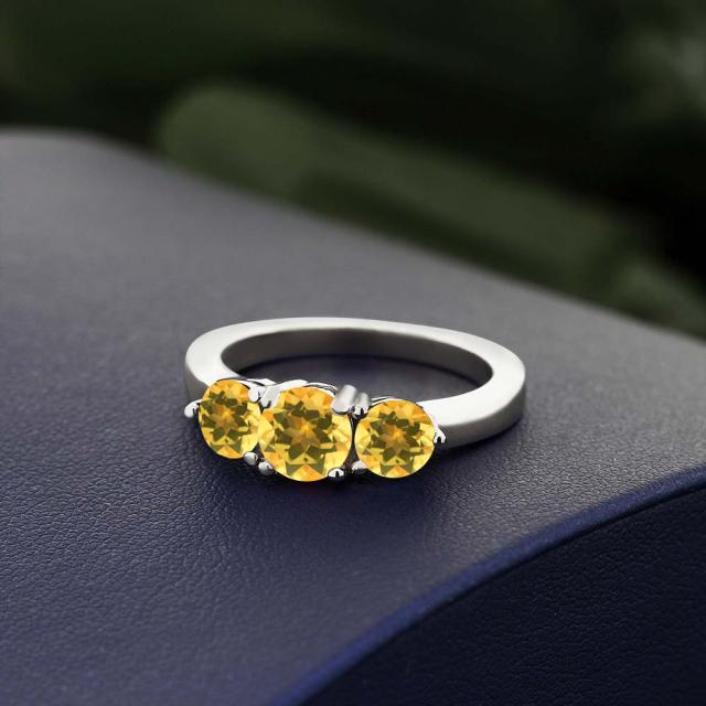 爆買い通販 指輪 11月 誕生石 金属アレルギー対応の通販はau PAY マーケット - Gem Stone King ジュエリー専門店|商品ロッ リング レディース 1.6カラット 天然 シトリン シルバー925 3連 スリーストーン 天然石 在庫高評価