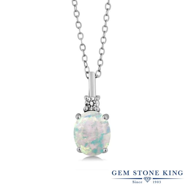 最安値定番 ネックレス 雫 しずく ドロップの通販はau PAY マーケット - Gem Stone King ジュエリー専門 レディース 1.67カラット シミュレイテッド ホワイトオパール ペンダント 天然 ダイヤモンド シルバー925 人気正規店