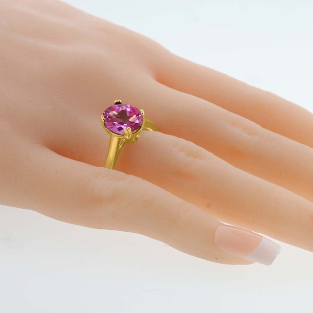 低価HOT 指輪 シルバー925 イエローゴールドコーテの通販はau PAY マーケット - Gem Stone King ジュエリー専門 リング レディース 3.63カラット 天然 ミスティックトパーズ (ピンク) 合成ホワイトサファイア 豊富な安い