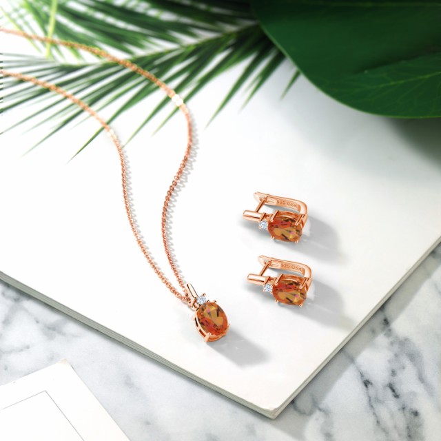 得価新品 ネックレス シルバー925 ピンクゴールドコーの通販はau PAY マーケット - Gem Stone King ジュエリー専門 レディース 6.95カラット 天然 ミスティッククォーツ (トワイライトオレンジ) ピアス セット 国産好評