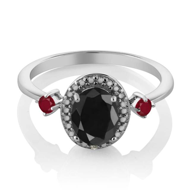 大人気大得価 指輪 天然石 9月 誕生石 金属の通販はau PAY マーケット - Gem Stone King ジュエリー専門 リング レディース 1.91カラット 天然 ブラックサファイア ルビー ダイヤモンド シルバー925 大粒 ヘイロー HOT即納