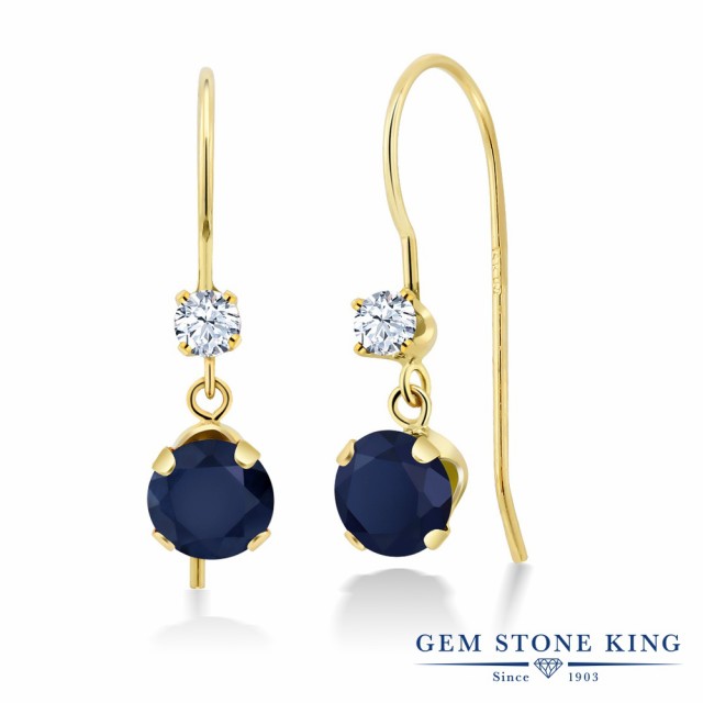 得価超特価 ピアス アメリカン フック 天の通販はau PAY マーケット - Gem Stone King ジュエリー専門店 レディース 1.3カラット 天然 サファイア 合成ホワイトサファイア 14金 イエローゴールド(K14) ぶら下がり 人気好評