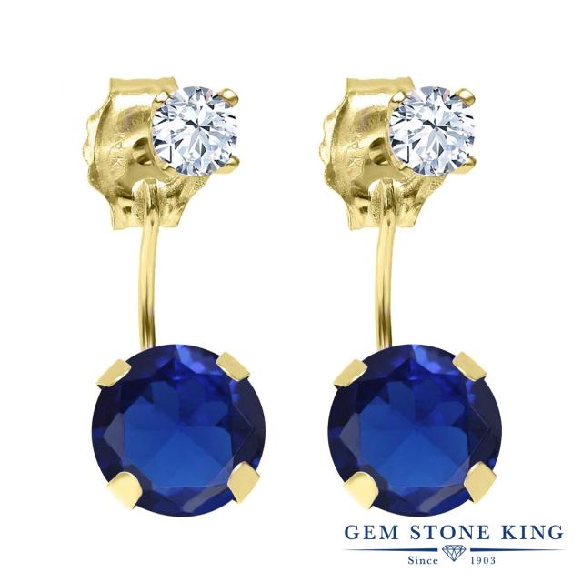 について ピアス 金属アレルギー対応の通販はau PAY マーケット - Gem Stone King ジュエリー専門店|商品ロットナンバ レディース 2.22カラット 合成サファイア 14金 イエローゴールド(K14) 大粒 ぶら下がり にぴったり