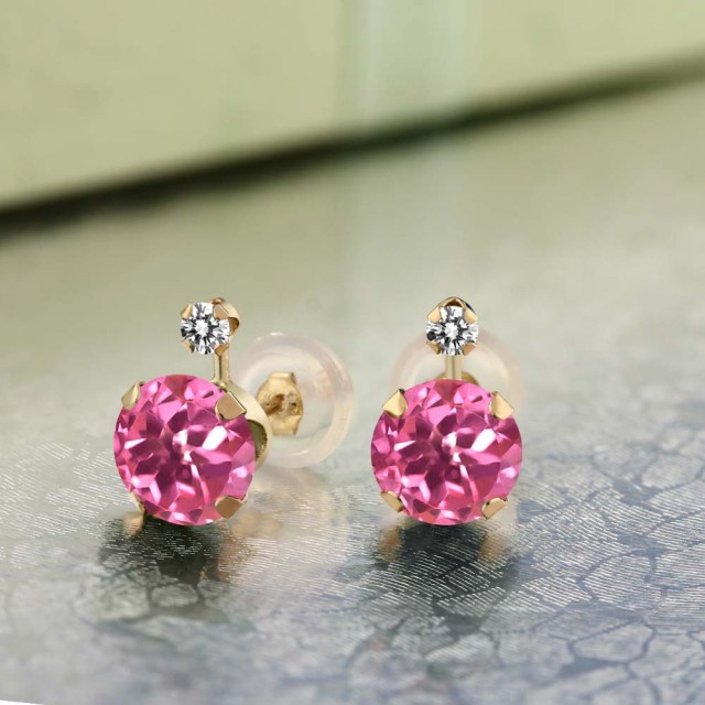 超激得豊富な ピアス スタッド 天然石 の通販はau PAY マーケット - Gem Stone King ジュエリー専門店 レディース 2.07カラット 天然 ミスティックトパーズ (ピンク) ダイヤモンド 14金 イエローゴールド(K14) 大粒 新品お買い得