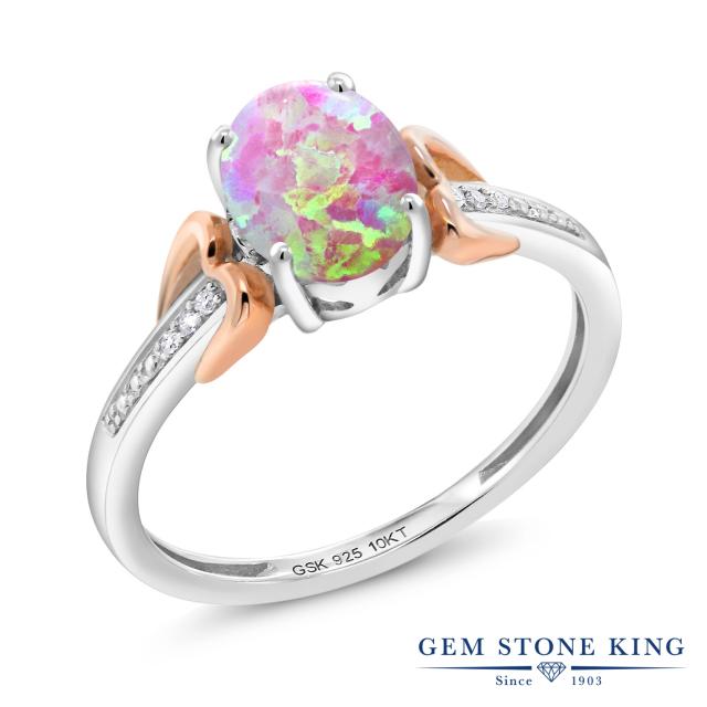 大得価新品 指輪 ピンクゴールド (K10) ハの通販はau PAY マーケット - Gem Stone King ジュエリー専門店 リング レディース 1.05カラット シミュレイテッド ピンクオパール 天然 ダイヤモンド シルバー925 &10金 30%OFF