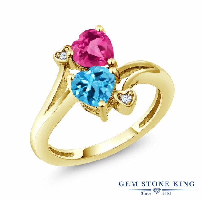 低価新品 指輪 ハート ダブルストの通販はau PAY マーケット - Gem Stone King ジュエリー専門店 リング レディース 1.78カラット 天然 スイスブルートパーズ 合成ピンクサファイア 10金 イエローゴールド(K10) 人気お得