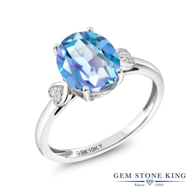 ンテナンス 指輪 ホワイトゴールド(K10) オーバの通販はau PAY マーケット - Gem Stone King ジュエリー専門店 リング レディース 3.01カラット 天然 ミスティッククォーツ (ミレニアムブルー) ダイヤモンド 10金 ☌しても