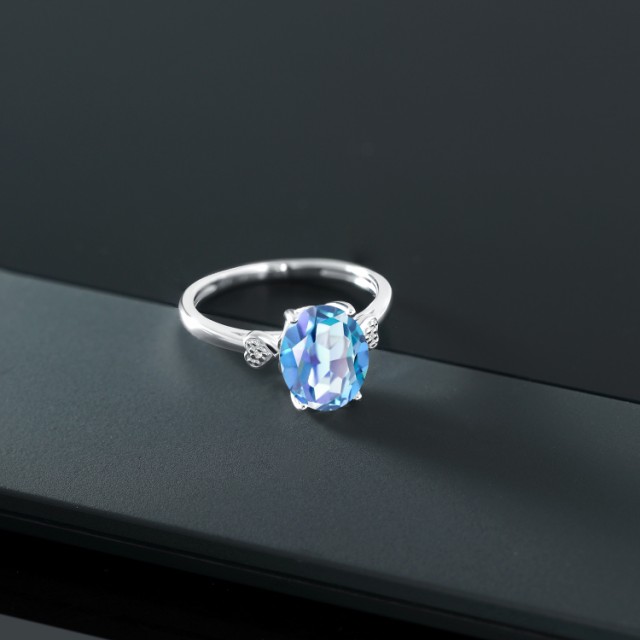 ンテナンス 指輪 ホワイトゴールド(K10) オーバの通販はau PAY マーケット - Gem Stone King ジュエリー専門店 リング レディース 3.01カラット 天然 ミスティッククォーツ (ミレニアムブルー) ダイヤモンド 10金 ☌しても