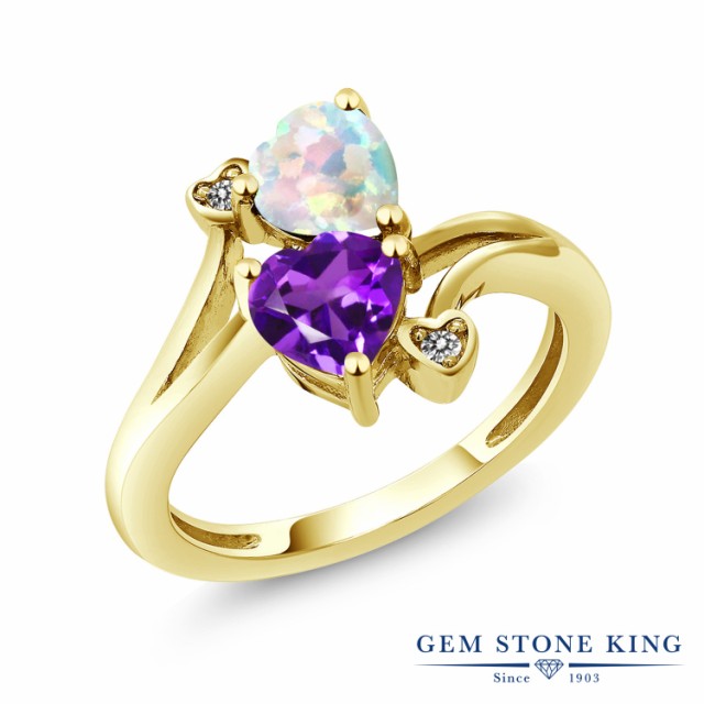 さげバッグ 指輪 10金 イエローゴールド(K10) ハの通販はau PAY マーケット - Gem Stone King ジュエリー専門 リング レディース 1.43カラット 天然 アメジスト シミュレイテッド ホワイトオパール ダイヤモンド ≼グがアメジ