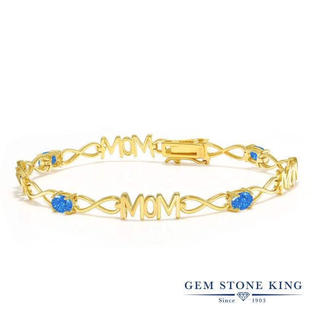 ジナルデザ ブレスレット の通販はau PAY マーケット - Gem Stone King ジュエリー専 レディース スワロフスキージルコニア (ファンシーブルー) シルバー925 イエローゴールドコーティング テニスブレスレット ーンキング