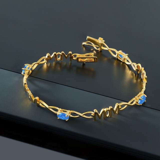 ジナルデザ ブレスレット の通販はau PAY マーケット - Gem Stone King ジュエリー専 レディース スワロフスキージルコニア (ファンシーブルー) シルバー925 イエローゴールドコーティング テニスブレスレット ーンキング