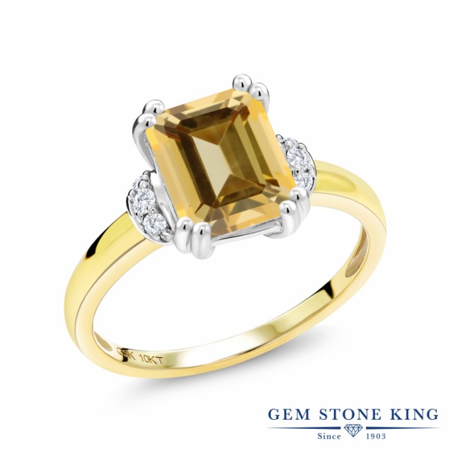 トパーズを∘ 指輪 ツートンゴールド(K10) 四角い 一の通販はau PAY マーケット - Gem Stone King ジュエリー専門店 リング レディース 2.77カラット 天然石 トパーズ ハニースワロフスキー 天然 ダイヤモンド 10金 ┄ダイヤモン