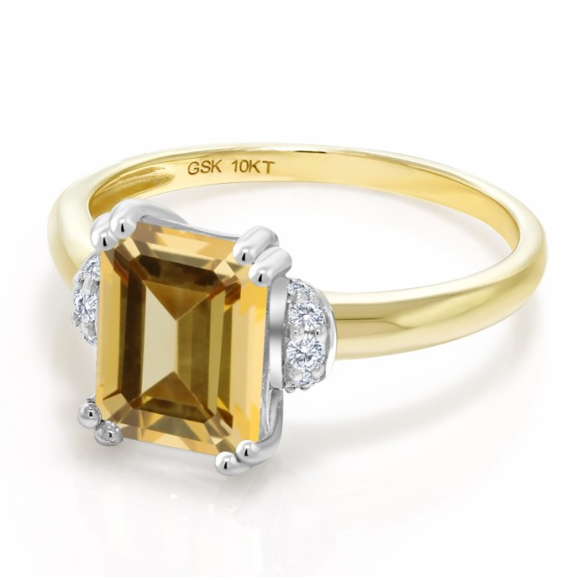 トパーズを∘ 指輪 ツートンゴールド(K10) 四角い 一の通販はau PAY マーケット - Gem Stone King ジュエリー専門店 リング レディース 2.77カラット 天然石 トパーズ ハニースワロフスキー 天然 ダイヤモンド 10金 ┄ダイヤモン