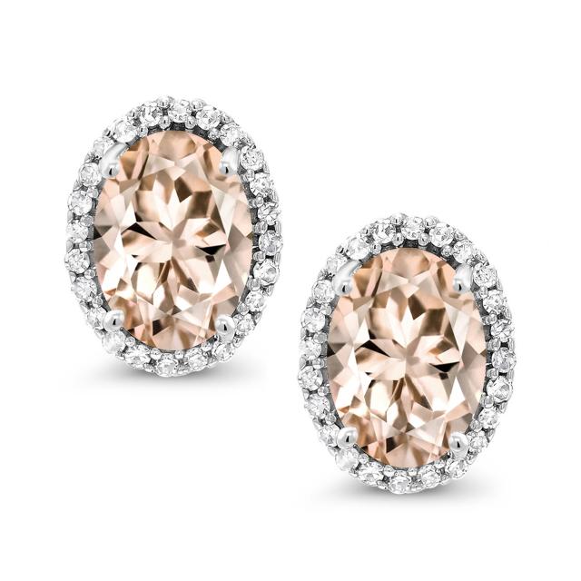お得限定SALE ピアス ヘイロー スタッド 天の通販はau PAY マーケット - Gem Stone King ジュエリー専門店 レディース 1.64カラット 天然 モルガナイト (ピーチ) ダイヤモンド 10金 ホワイトゴールド(K10) オーバル 日本製