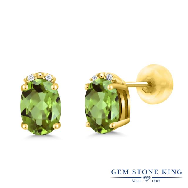 保障できる ピアス レディース 1 63カラット 天然石 ペリドット 天然 ダイヤモンド 10金 イエローゴールド K10 スタッド 8月 誕生石 金属アレルギー 最適な価格 Bayounyc Com