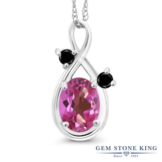 正規店 ネックレス 14金 ホワイトゴールド(の通販はau PAY マーケット - Gem Stone King ジュエリー専門 レディース 0.87カラット 天然 ミスティックトパーズ (ピンク) ペンダント 天然ブラックダイヤモンド 超激安国産