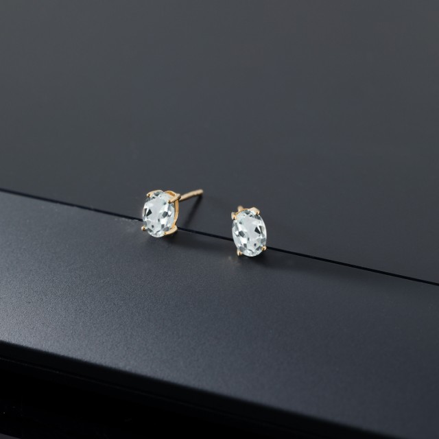 格安 ピアス 天然石 3月 誕生石 金属アの通販はau PAY マーケット - Gem Stone King ジュエリー専門店 レディース 0.86カラット 天然 アクアマリン 14金 イエローゴールド(K14) 一粒 小粒 シンプル スタッド 低価限定品