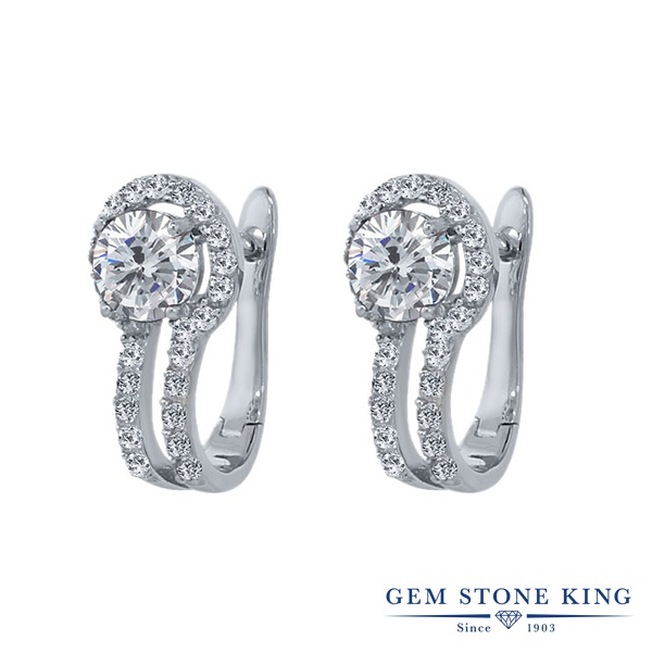 ピアス レディース 2カラット 天然 ダイヤモンド シルバー925 ダイヤ ぶら下がり フープ 天然石 4月 誕生石 金属アレルギー対応 最安価格 Unissa Edu Bn